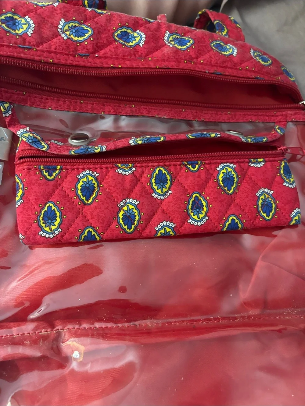 Travel Makeup bag . Roomy Americana Quilted